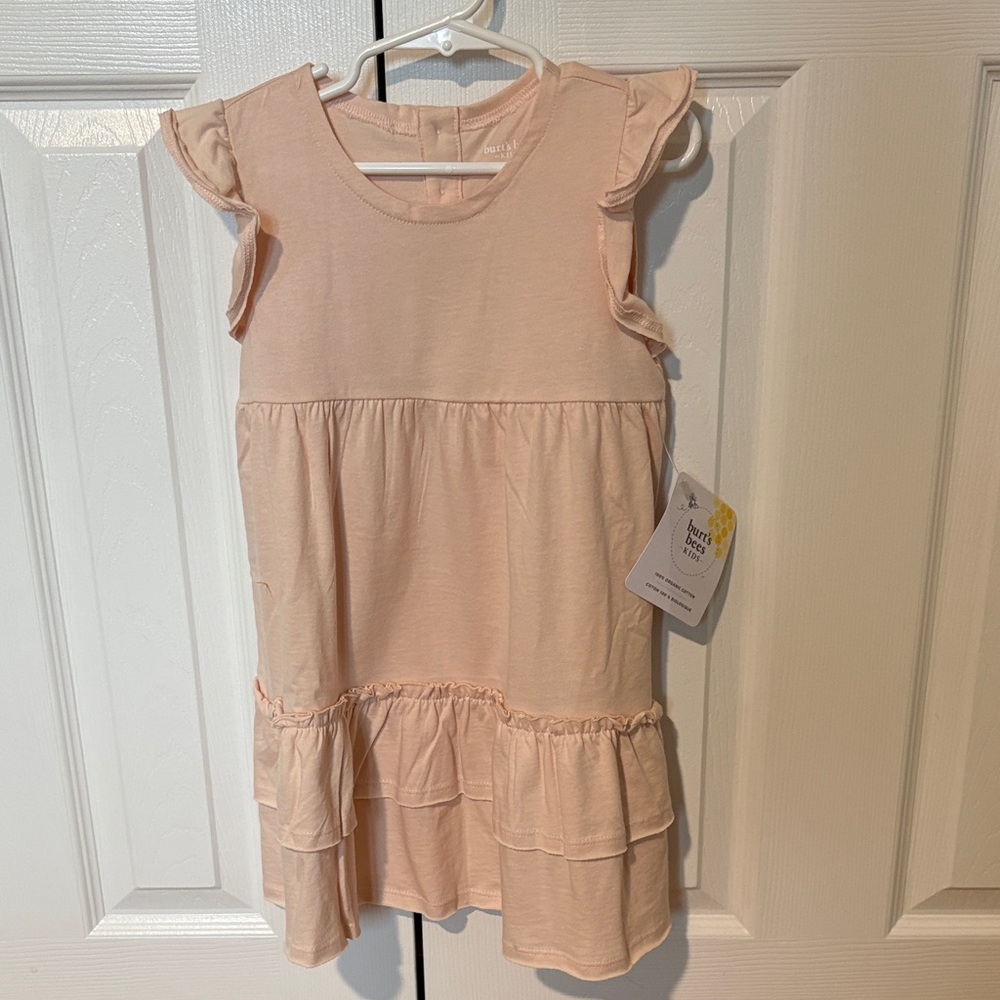Burt’s Bees Kids Charming Pink Ruffle Sleeve Dress